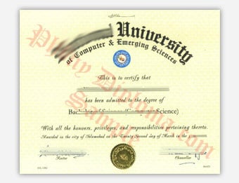 National University of Computer & Emerging Sciences - Fake Diploma Sample from Egypt